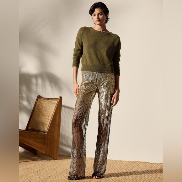 Ralph Lauren Collection Embellished Tulle Pants Metallic Sequin Sheer Gold 6 $5K - Picture 4 of 17